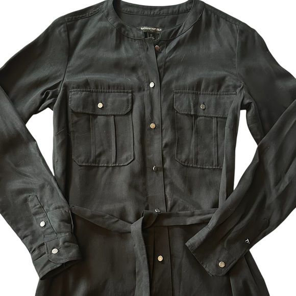 Banana Republic Factory Black Shirt Dress Tie Waist Black Sz 0 - Picture 8 of 8